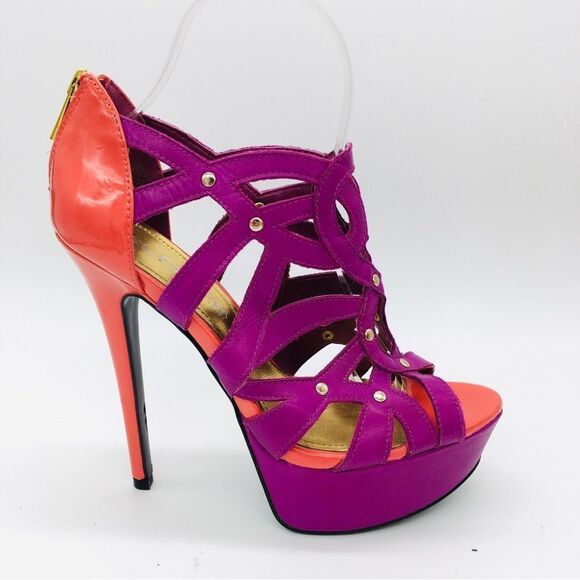 Aldo Shoes - Aldo Leather Platform Stiletto Cutout Studded Sandal Heels